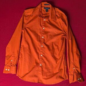 Express Men’s Stretch Long Sleeve Shirt – Vibrant Orange (Small)